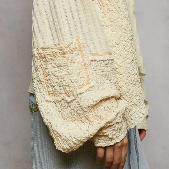 NWT POL V-Neck Long Sleeve Top with Stitch Detail - Picture 2 of 5